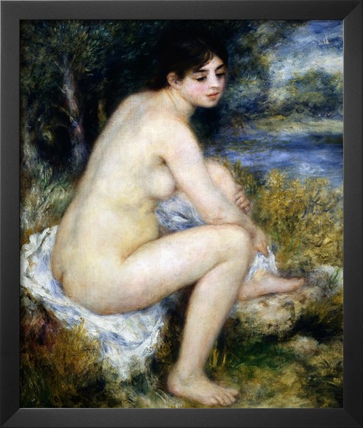 Woman Undresses Sitting in a Landscape - Pierre Auguste Renoir Painting